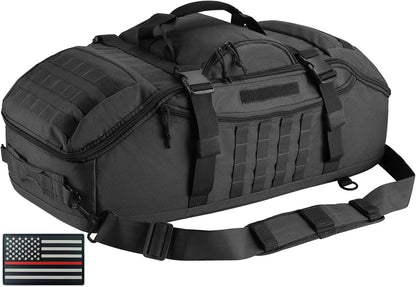 65L Large Duffle Bag, 3-in-1 Tactical Backpack MOLLE Pack for Sports, Gym, Outdoor, Black