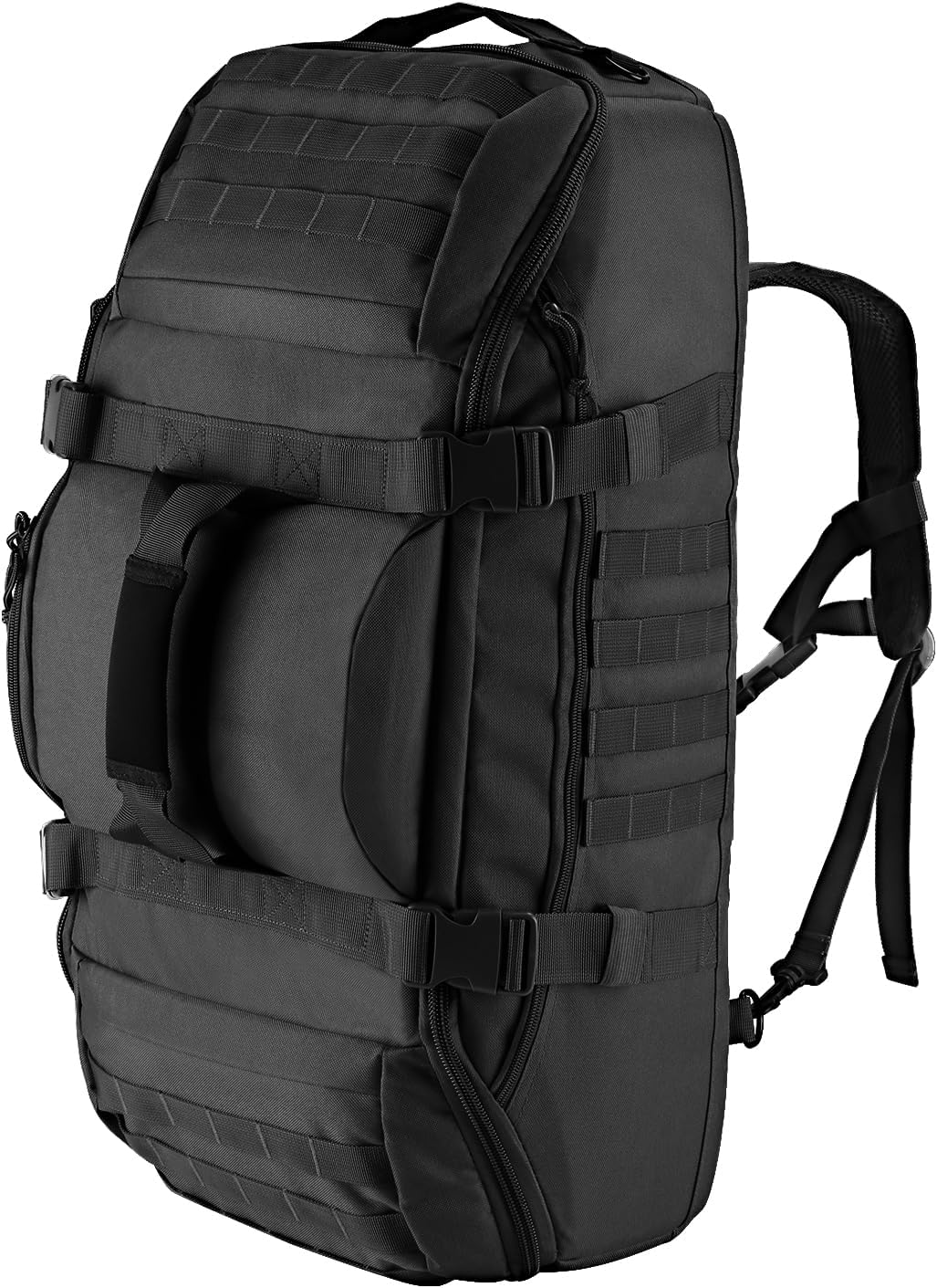 65L Large Duffle Bag, 3-in-1 Tactical Backpack MOLLE Pack for Sports, Gym, Outdoor, Black