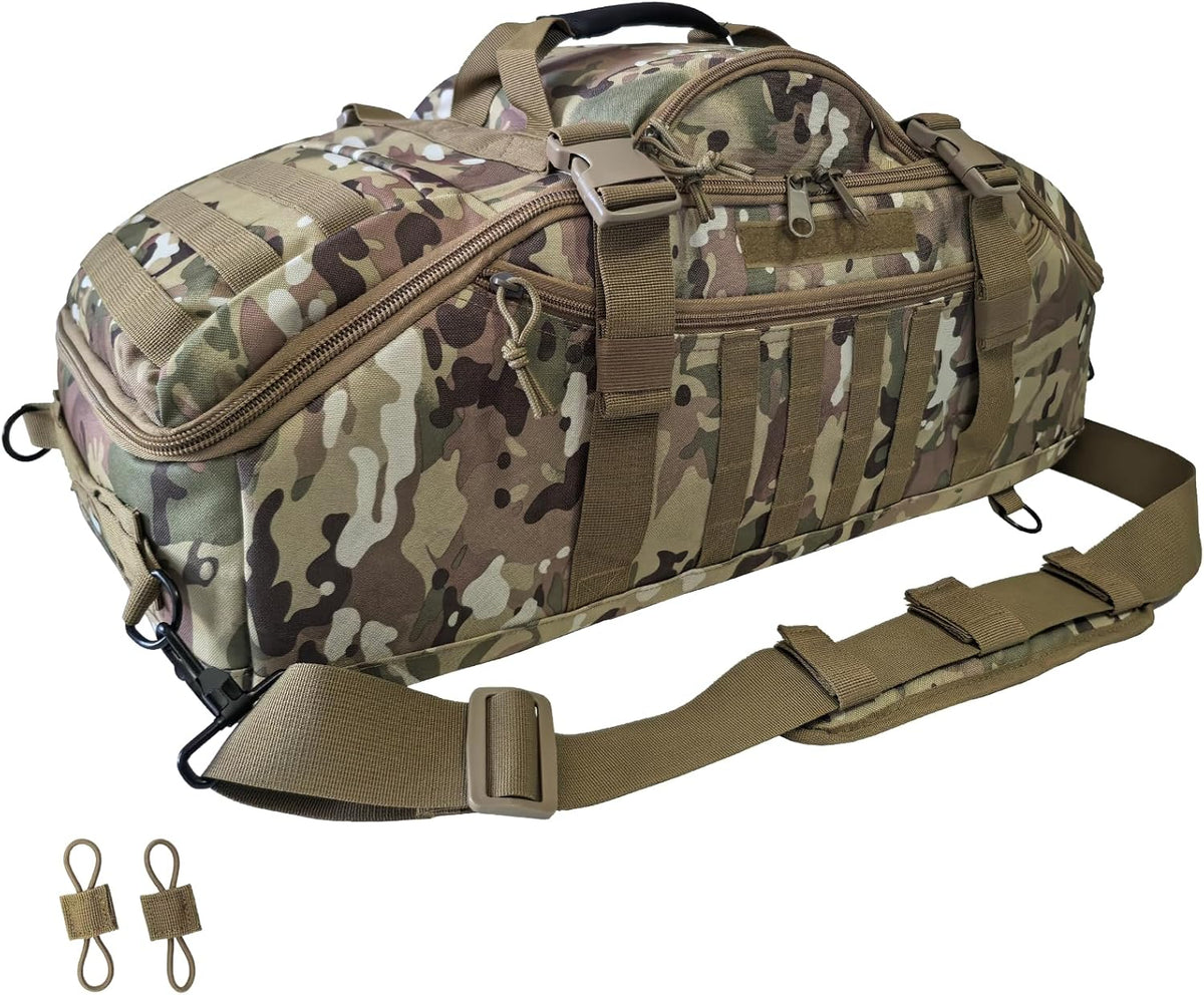 65L Large Duffle Bag, 3-in-1 Tactical Backpack MOLLE Pack for Sports, Gym, Outdoor, Black