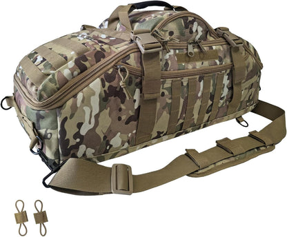 65L Large Duffle Bag, 3-in-1 Tactical Backpack MOLLE Pack for Sports, Gym, Outdoor, Black