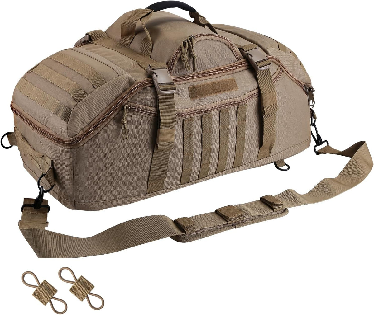 65L Large Duffle Bag, 3-in-1 Tactical Backpack MOLLE Pack for Sports, Gym, Outdoor, Black