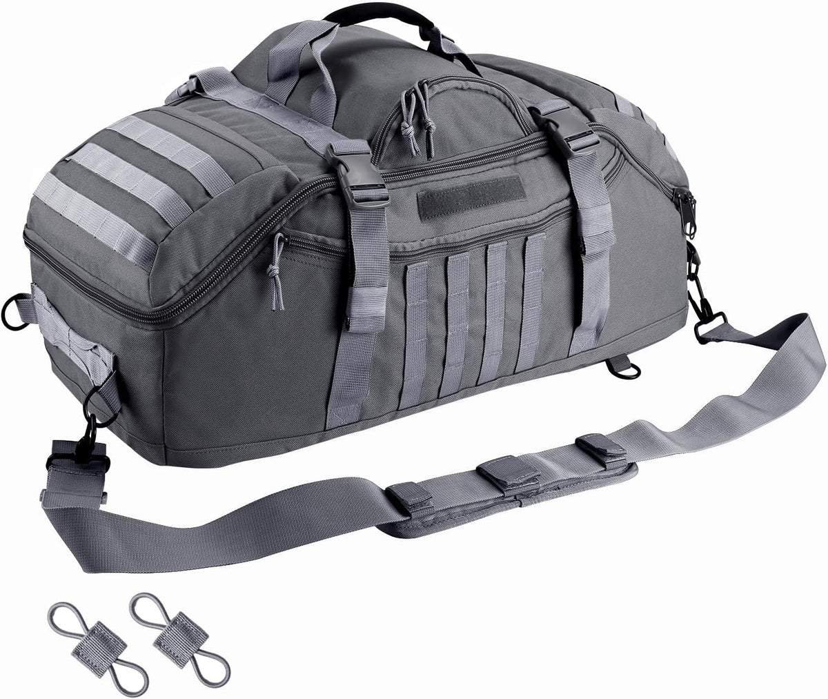 65L Large Duffle Bag, 3-in-1 Tactical Backpack MOLLE Pack for Sports, Gym, Outdoor, Black