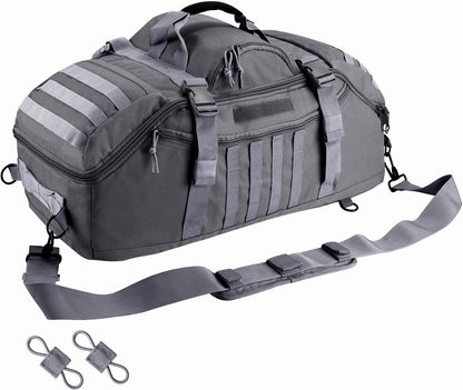 65L Large Duffle Bag, 3-in-1 Tactical Backpack MOLLE Pack for Sports, Gym, Outdoor, Black