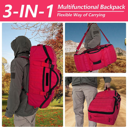 65L Large Duffle Bag, 3-in-1 Tactical Backpack MOLLE Pack for Sports, Gym, Outdoor, Black