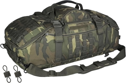 65L Large Duffle Bag, 3-in-1 Tactical Backpack MOLLE Pack for Sports, Gym, Outdoor, Black