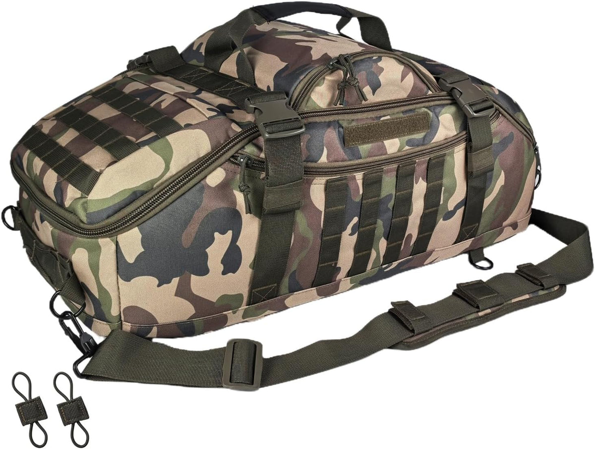 65L Large Duffle Bag, 3-in-1 Tactical Backpack MOLLE Pack for Sports, Gym, Outdoor, Black
