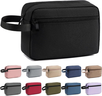 Travel Hanging Toiletry Bag with Carry Handle - Water-Resistant Small Cosmetic Organizer for Men & Women, Makeup, Shaving Kit, Gym & Travel Essentials (Black)