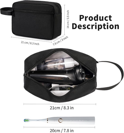 Travel Hanging Toiletry Bag with Carry Handle - Water-Resistant Small Cosmetic Organizer for Men & Women, Makeup, Shaving Kit, Gym & Travel Essentials (Black)