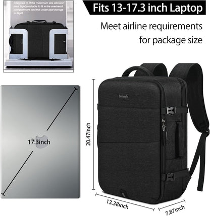 Travel Backpack for Men Women 17 Inch Flight Approved Carry on Backpack Waterproof Large 40L Luggage Daypack Business College Weekender Overnight Laptop Backpack with 3 Packing Cubes, Green