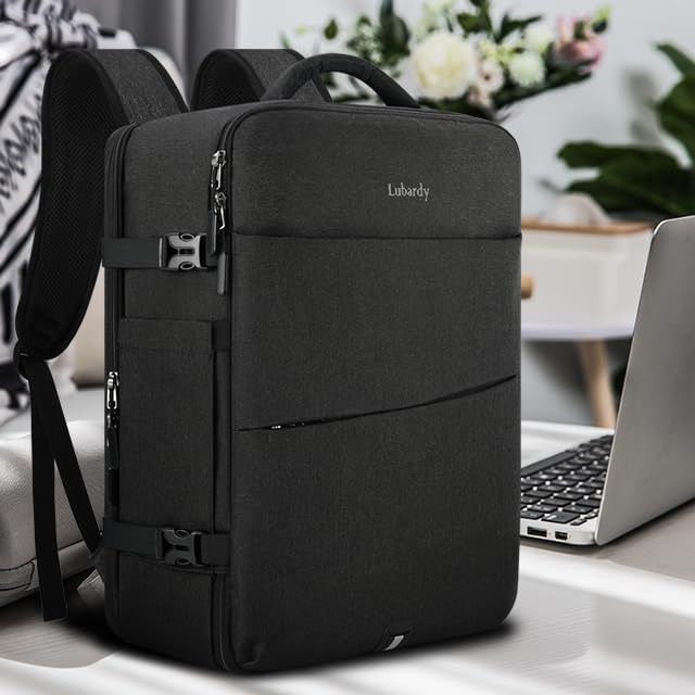 Travel Backpack for Men Women 17 Inch Flight Approved Carry on Backpack Waterproof Large 40L Luggage Daypack Business College Weekender Overnight Laptop Backpack with 3 Packing Cubes, Green
