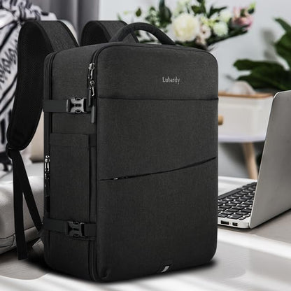 Travel Backpack for Men Women 17 Inch Flight Approved Carry on Backpack Waterproof Large 40L Luggage Daypack Business College Weekender Overnight Laptop Backpack with 3 Packing Cubes, Green