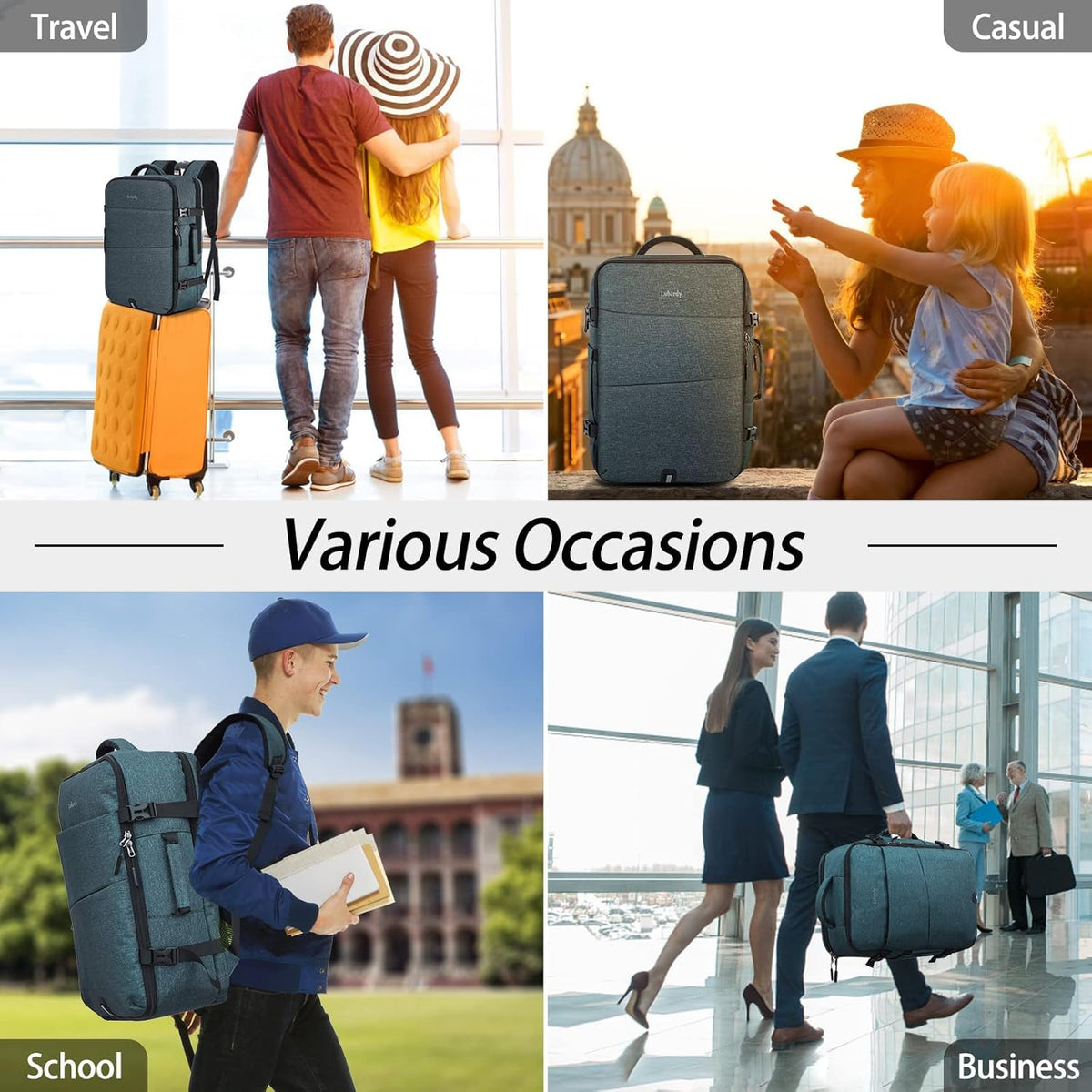 Travel Backpack for Men Women 17 Inch Flight Approved Carry on Backpack Waterproof Large 40L Luggage Daypack Business College Weekender Overnight Laptop Backpack with 3 Packing Cubes, Green