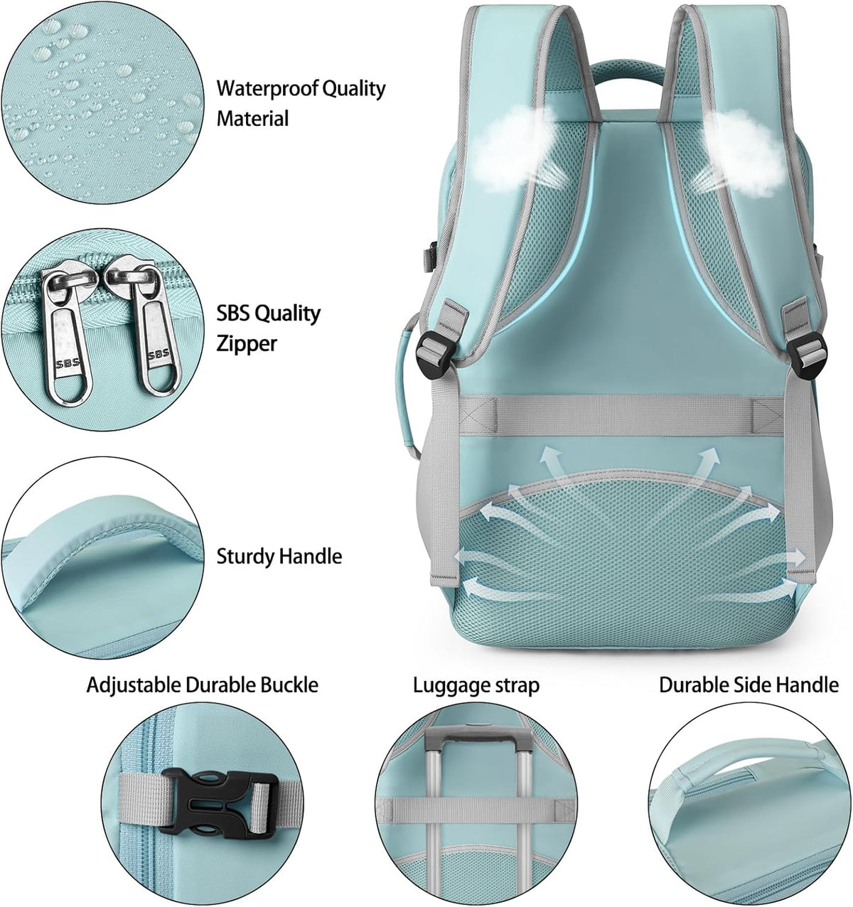 Travel Backpack for Men Women 17 Inch Flight Approved Carry on Backpack Waterproof Large 40L Luggage Daypack Business College Weekender Overnight Laptop Backpack with 3 Packing Cubes, Green