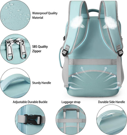 Travel Backpack for Men Women 17 Inch Flight Approved Carry on Backpack Waterproof Large 40L Luggage Daypack Business College Weekender Overnight Laptop Backpack with 3 Packing Cubes, Green