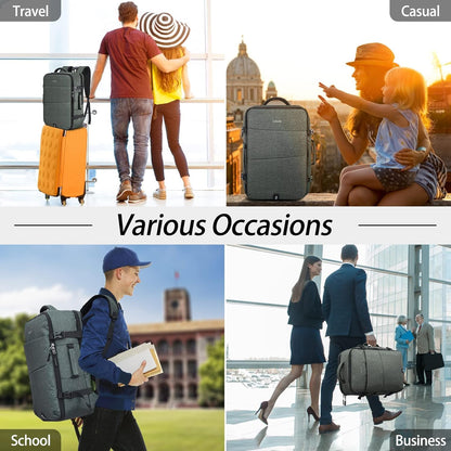 Travel Backpack for Men Women 17 Inch Flight Approved Carry on Backpack Waterproof Large 40L Luggage Daypack Business College Weekender Overnight Laptop Backpack with 3 Packing Cubes, Green