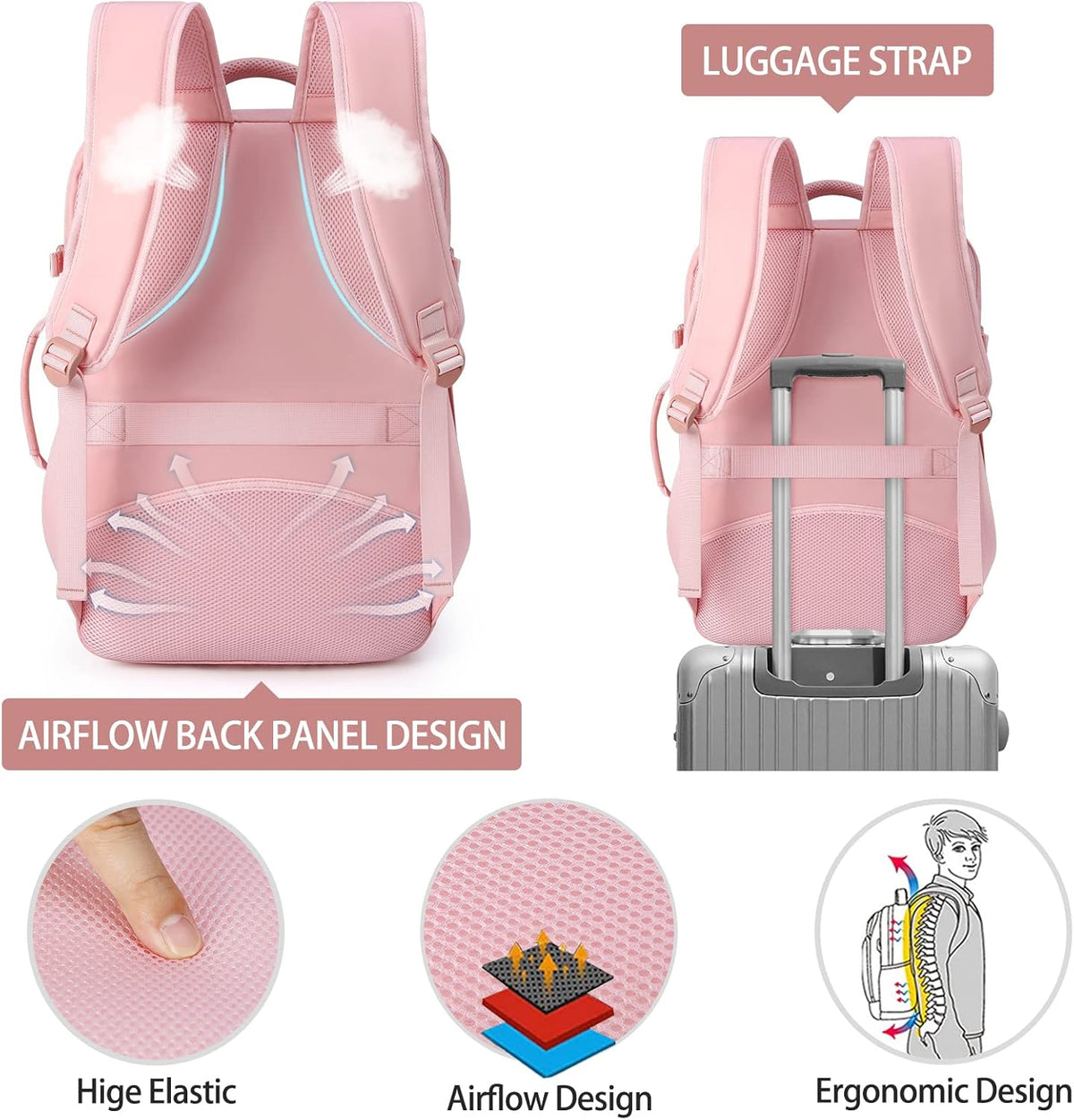 Travel Backpack for Men Women 17 Inch Flight Approved Carry on Backpack Waterproof Large 40L Luggage Daypack Business College Weekender Overnight Laptop Backpack with 3 Packing Cubes, Green