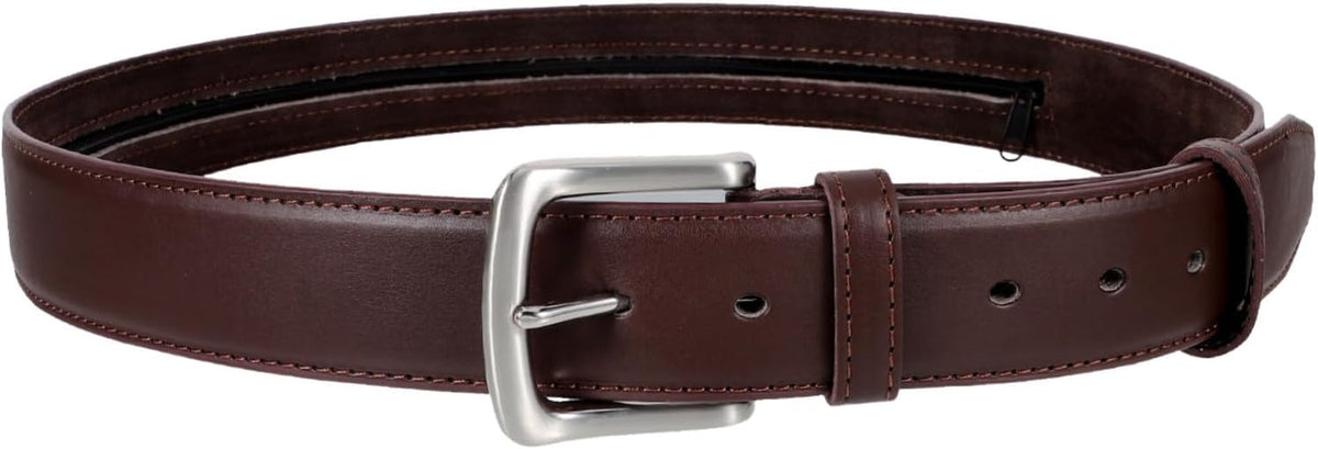 Hidden Money Belt for Men Travel Wallet Concealed Zipper Pocket Brown Waist Belt for Secure Storage of Cash and Valuables