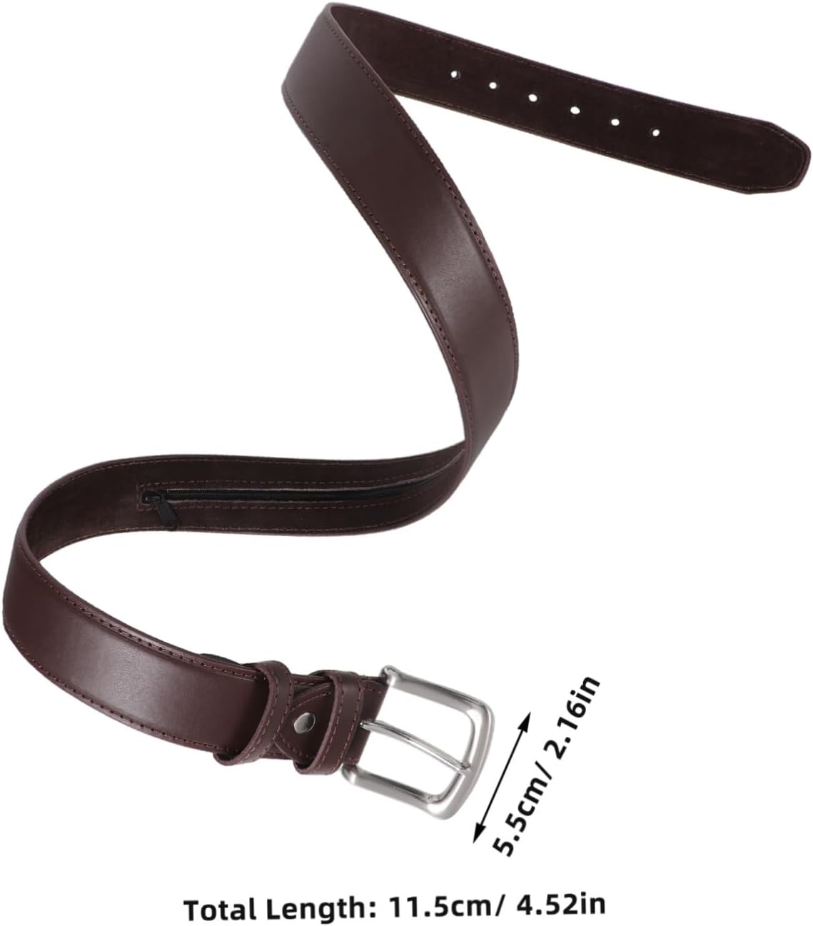 Hidden Money Belt for Men Travel Wallet Concealed Zipper Pocket Brown Waist Belt for Secure Storage of Cash and Valuables