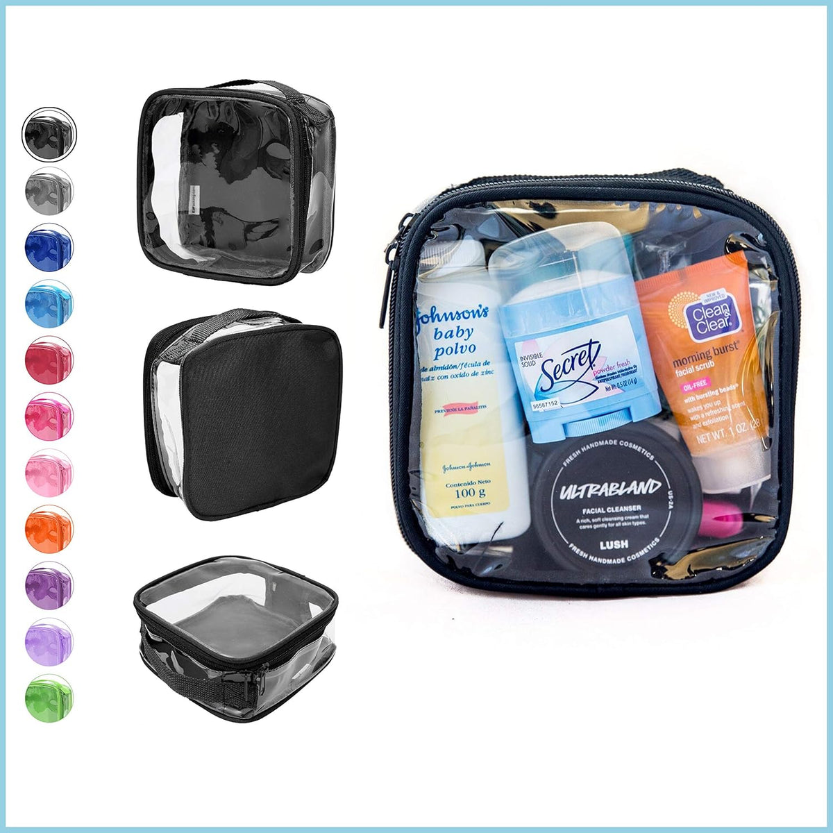 Clear TSA Approved 3-1-1 Travel Toiletry Bag for Carry On/Quart Size Transparent Liquids Pouch for Airport Security/Reusable See Through Vinyl & PVC Plastic Organizer Men Women (Gray)