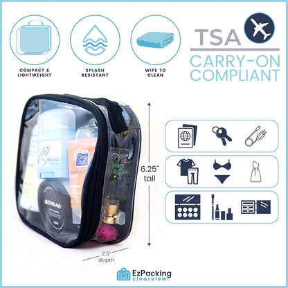 Clear TSA Approved 3-1-1 Travel Toiletry Bag for Carry On/Quart Size Transparent Liquids Pouch for Airport Security/Reusable See Through Vinyl & PVC Plastic Organizer Men Women (Gray)