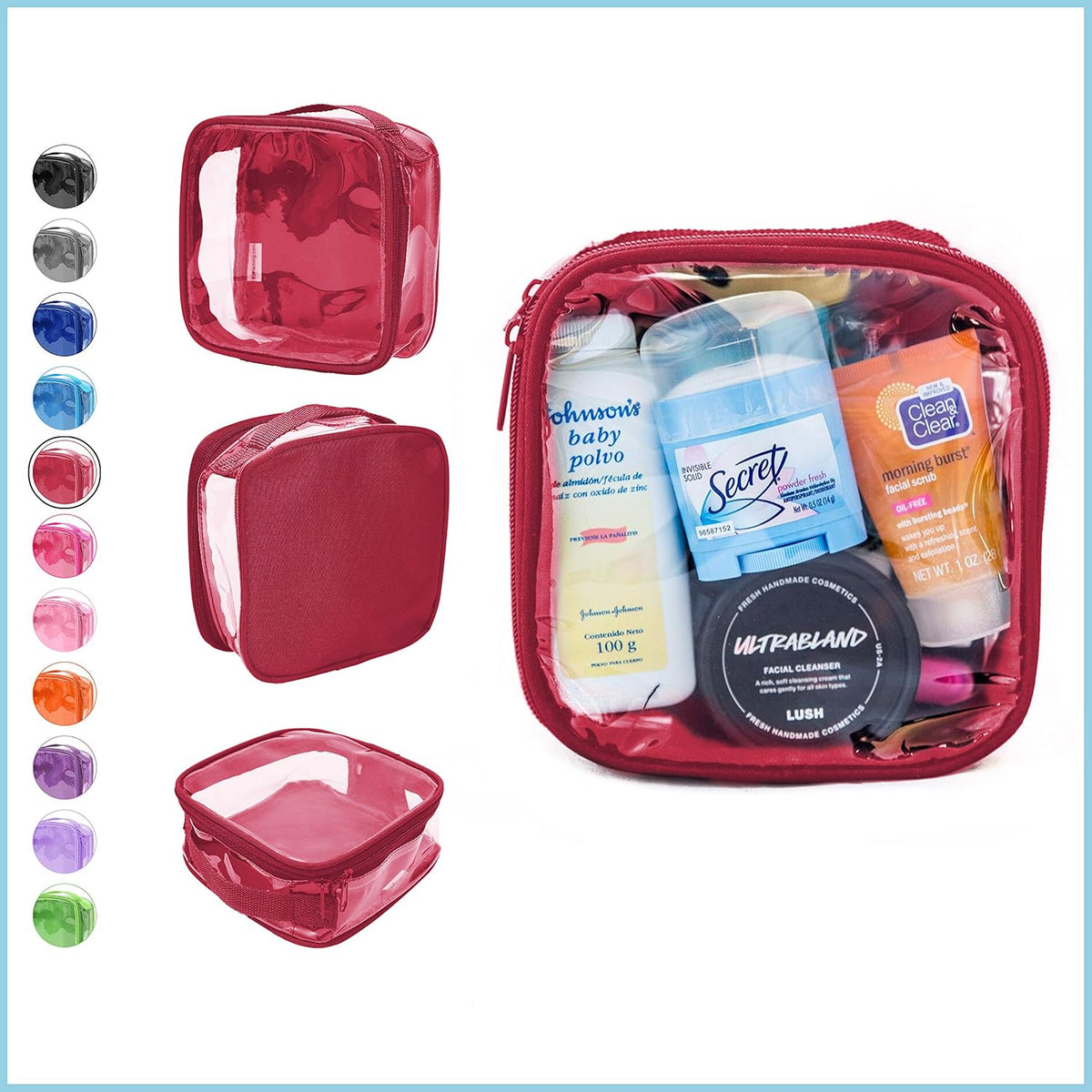 Clear TSA Approved 3-1-1 Travel Toiletry Bag for Carry On/Quart Size Transparent Liquids Pouch for Airport Security/Reusable See Through Vinyl & PVC Plastic Organizer Men Women (Gray)