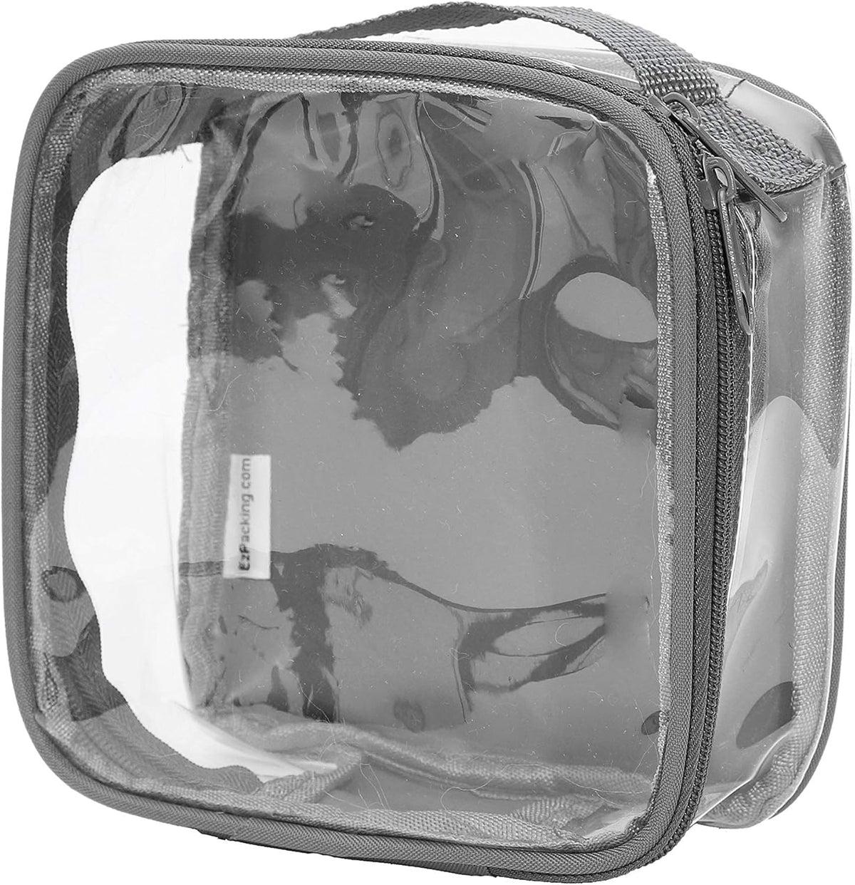 Clear TSA Approved 3-1-1 Travel Toiletry Bag for Carry On/Quart Size Transparent Liquids Pouch for Airport Security/Reusable See Through Vinyl & PVC Plastic Organizer Men Women (Gray)