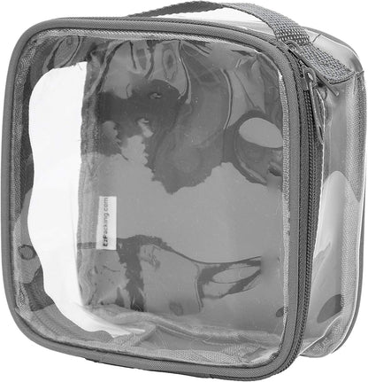 Clear TSA Approved 3-1-1 Travel Toiletry Bag for Carry On/Quart Size Transparent Liquids Pouch for Airport Security/Reusable See Through Vinyl & PVC Plastic Organizer Men Women (Gray)