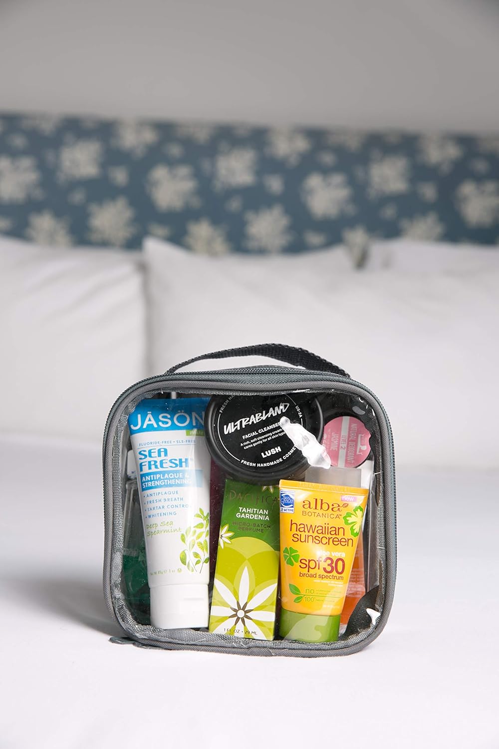 Clear TSA Approved 3-1-1 Travel Toiletry Bag for Carry On/Quart Size Transparent Liquids Pouch for Airport Security/Reusable See Through Vinyl & PVC Plastic Organizer Men Women (Gray)