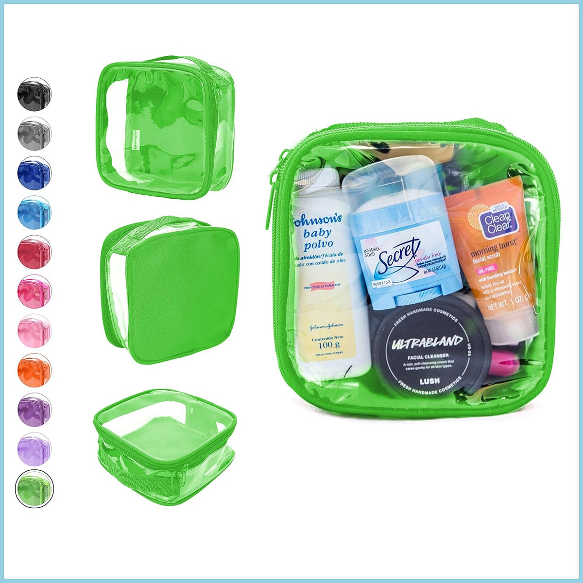 Clear TSA Approved 3-1-1 Travel Toiletry Bag for Carry On/Quart Size Transparent Liquids Pouch for Airport Security/Reusable See Through Vinyl & PVC Plastic Organizer Men Women (Gray)