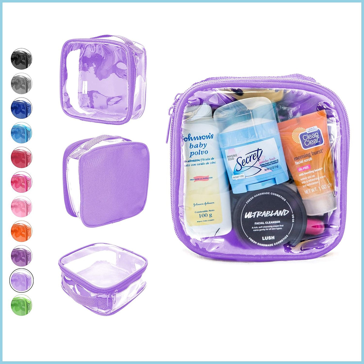 Clear TSA Approved 3-1-1 Travel Toiletry Bag for Carry On/Quart Size Transparent Liquids Pouch for Airport Security/Reusable See Through Vinyl & PVC Plastic Organizer Men Women (Gray)