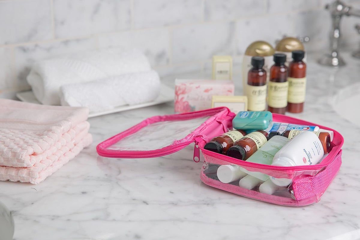 Clear TSA Approved 3-1-1 Travel Toiletry Bag for Carry On/Quart Size Transparent Liquids Pouch for Airport Security/Reusable See Through Vinyl & PVC Plastic Organizer Men Women (Gray)