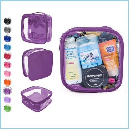 Clear TSA Approved 3-1-1 Travel Toiletry Bag for Carry On/Quart Size Transparent Liquids Pouch for Airport Security/Reusable See Through Vinyl & PVC Plastic Organizer Men Women (Gray)