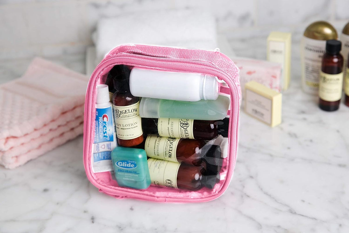 Clear TSA Approved 3-1-1 Travel Toiletry Bag for Carry On/Quart Size Transparent Liquids Pouch for Airport Security/Reusable See Through Vinyl & PVC Plastic Organizer Men Women (Gray)