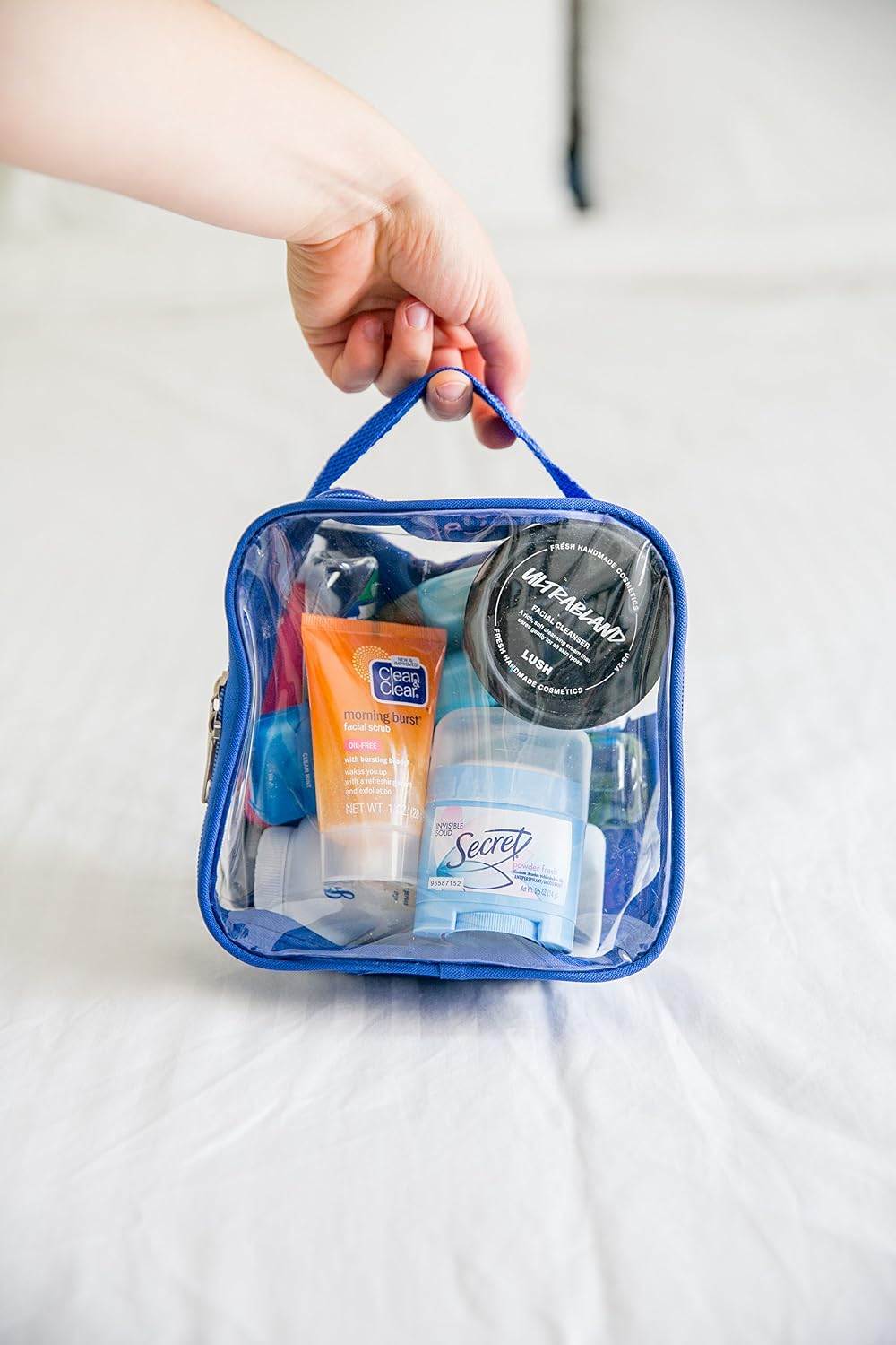 Clear TSA Approved 3-1-1 Travel Toiletry Bag for Carry On/Quart Size Transparent Liquids Pouch for Airport Security/Reusable See Through Vinyl & PVC Plastic Organizer Men Women (Gray)