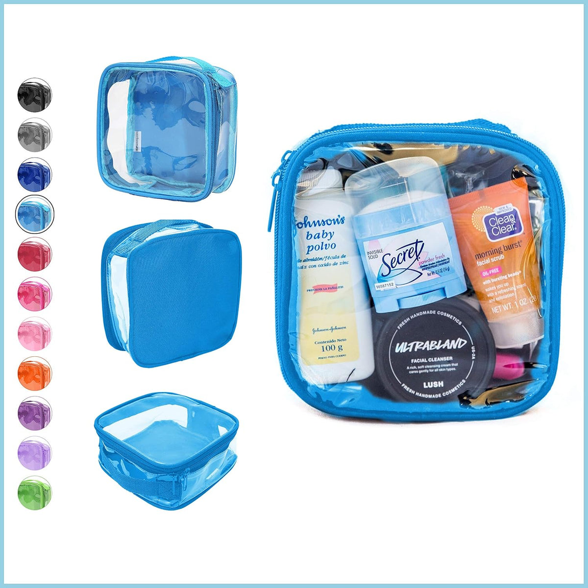Clear TSA Approved 3-1-1 Travel Toiletry Bag for Carry On/Quart Size Transparent Liquids Pouch for Airport Security/Reusable See Through Vinyl & PVC Plastic Organizer Men Women (Gray)