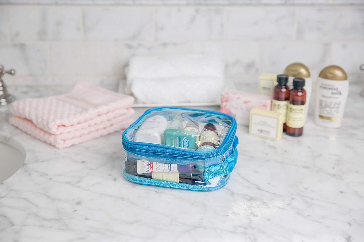 Clear TSA Approved 3-1-1 Travel Toiletry Bag for Carry On/Quart Size Transparent Liquids Pouch for Airport Security/Reusable See Through Vinyl & PVC Plastic Organizer Men Women (Gray)