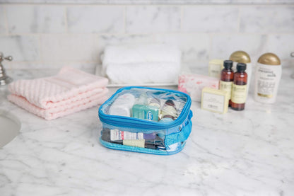Clear TSA Approved 3-1-1 Travel Toiletry Bag for Carry On/Quart Size Transparent Liquids Pouch for Airport Security/Reusable See Through Vinyl & PVC Plastic Organizer Men Women (Gray)