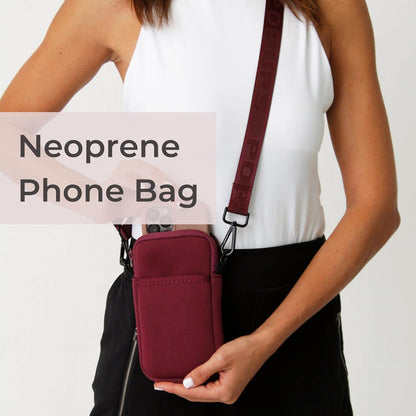 POPUPS Neoprene Crossbody Phone Bag for Women – Slim Zippered Pouch with Slip Pocket and Adjustable Strap (4" x 1" x 7.5")
