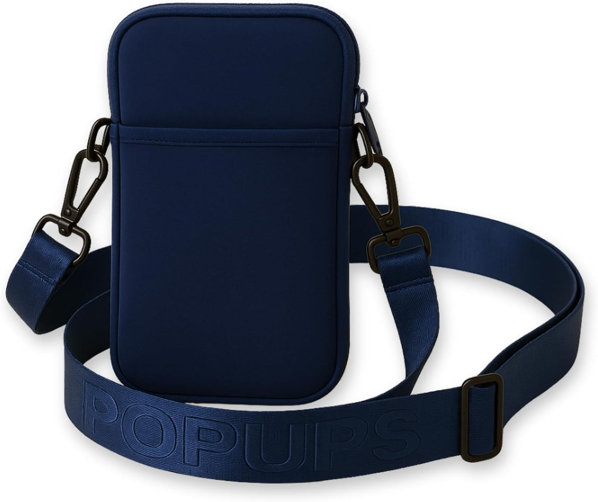 POPUPS Neoprene Crossbody Phone Bag for Women – Slim Zippered Pouch with Slip Pocket and Adjustable Strap (4" x 1" x 7.5")