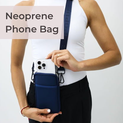 POPUPS Neoprene Crossbody Phone Bag for Women – Slim Zippered Pouch with Slip Pocket and Adjustable Strap (4" x 1" x 7.5")