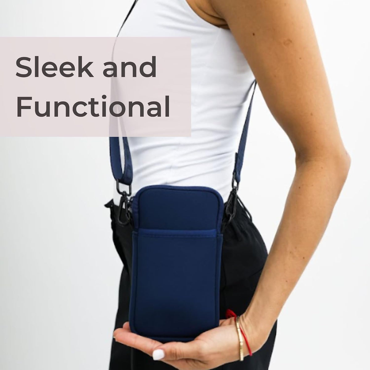 POPUPS Neoprene Crossbody Phone Bag for Women – Slim Zippered Pouch with Slip Pocket and Adjustable Strap (4" x 1" x 7.5")