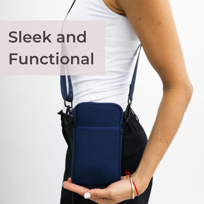 POPUPS Neoprene Crossbody Phone Bag for Women – Slim Zippered Pouch with Slip Pocket and Adjustable Strap (4" x 1" x 7.5")