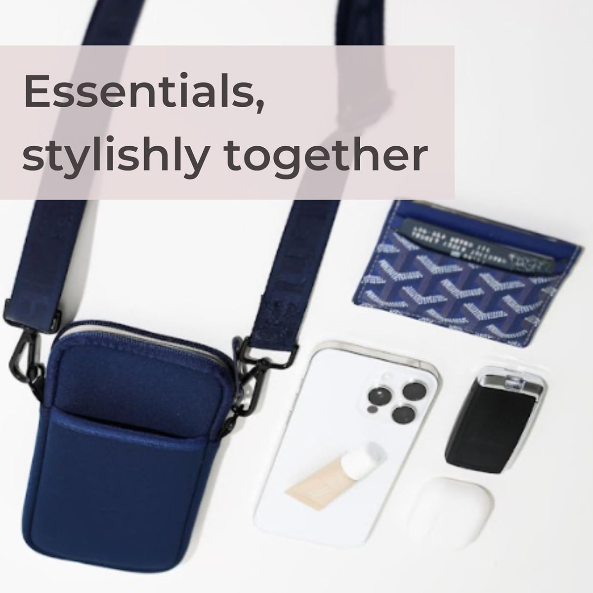 POPUPS Neoprene Crossbody Phone Bag for Women – Slim Zippered Pouch with Slip Pocket and Adjustable Strap (4" x 1" x 7.5")