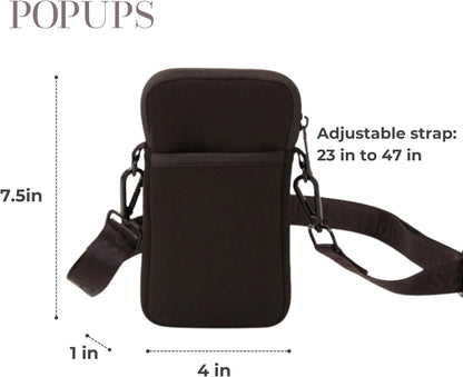 POPUPS Neoprene Crossbody Phone Bag for Women – Slim Zippered Pouch with Slip Pocket and Adjustable Strap (4" x 1" x 7.5")