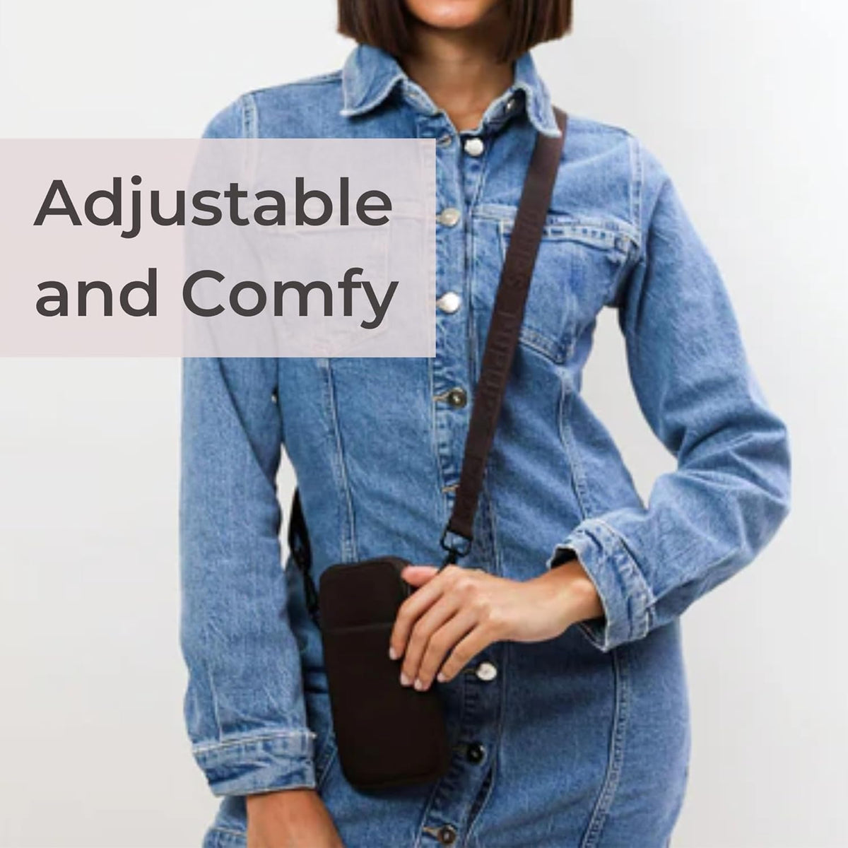 POPUPS Neoprene Crossbody Phone Bag for Women – Slim Zippered Pouch with Slip Pocket and Adjustable Strap (4" x 1" x 7.5")