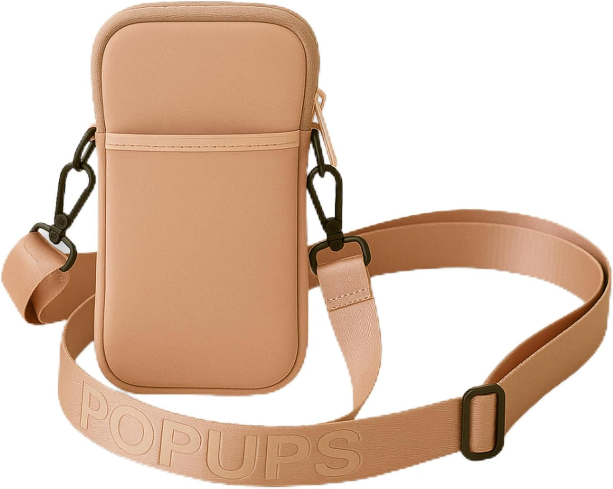 POPUPS Neoprene Crossbody Phone Bag for Women – Slim Zippered Pouch with Slip Pocket and Adjustable Strap (4" x 1" x 7.5")