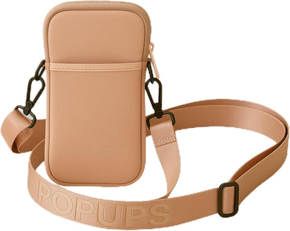 POPUPS Neoprene Crossbody Phone Bag for Women – Slim Zippered Pouch with Slip Pocket and Adjustable Strap (4" x 1" x 7.5")