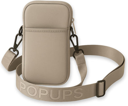 POPUPS Neoprene Crossbody Phone Bag for Women – Slim Zippered Pouch with Slip Pocket and Adjustable Strap (4" x 1" x 7.5")