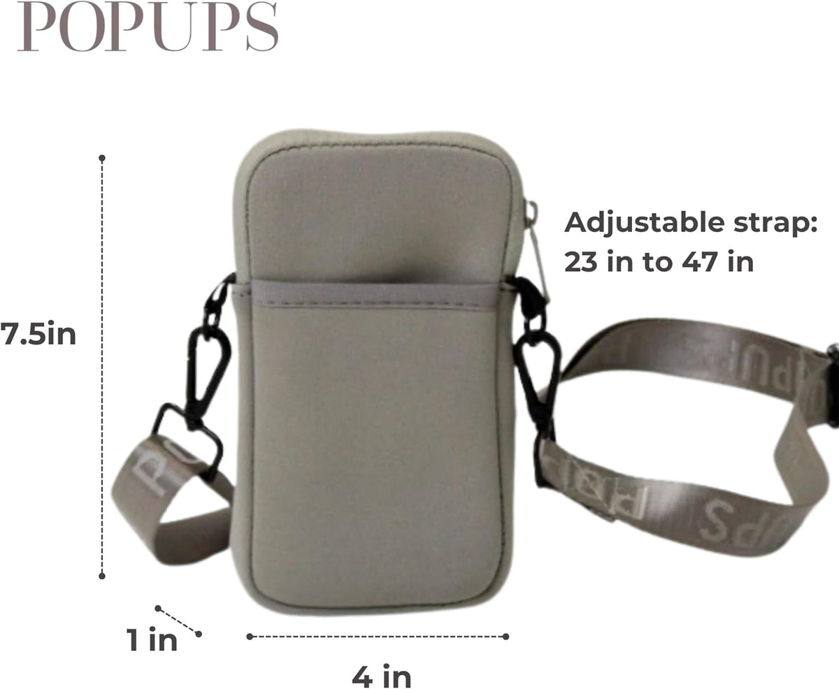 POPUPS Neoprene Crossbody Phone Bag for Women – Slim Zippered Pouch with Slip Pocket and Adjustable Strap (4" x 1" x 7.5")