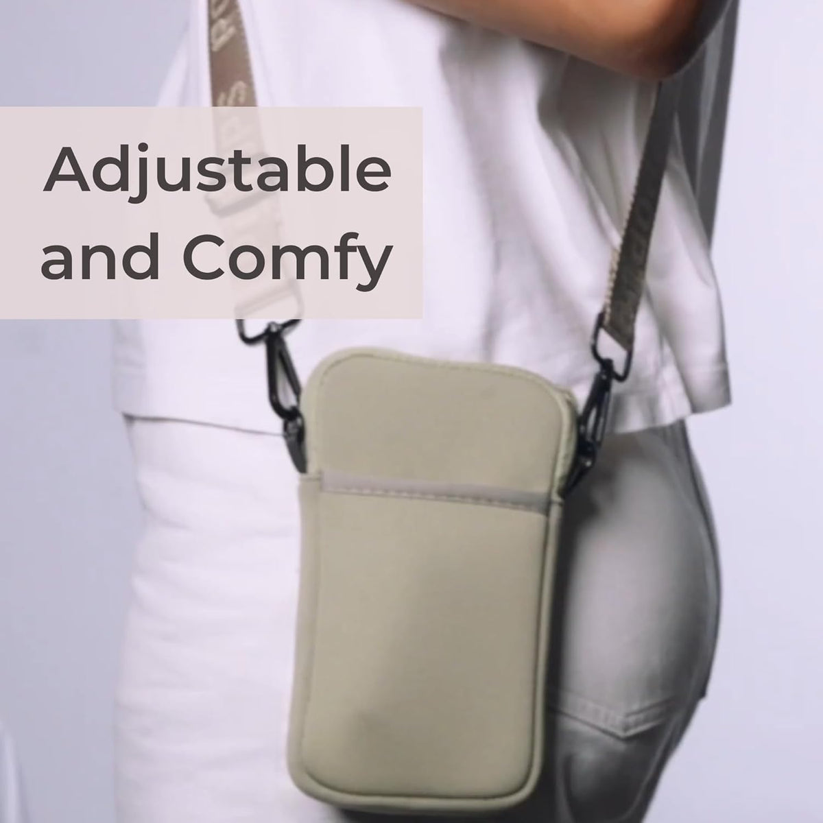 POPUPS Neoprene Crossbody Phone Bag for Women – Slim Zippered Pouch with Slip Pocket and Adjustable Strap (4" x 1" x 7.5")